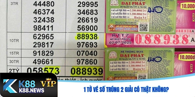 1 tờ vé số trúng 2 giải có thật không?
